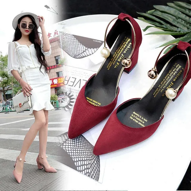 2020 new Korean version wild suede pointed high heels word buckle single shoes sexy comfortable trend high heels ladies shoes